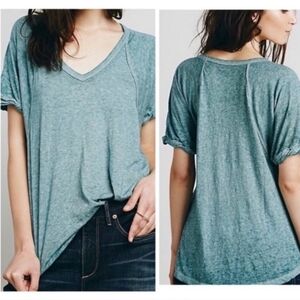 Free People Turquoise Burnout Tee Size Small